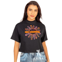 T-Shirts Ox Horns Feminina Cropped Preta 6416 na internet