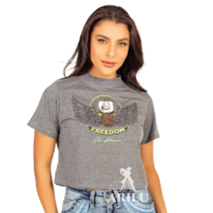 T-Shirts Ox Horns Feminina Cropped Cinza 6426
