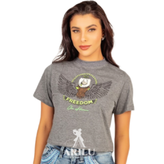 T-Shirts Ox Horns Feminina Cropped Cinza 6426 na internet