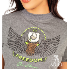 T-Shirts Ox Horns Feminina Cropped Cinza 6426 - comprar online
