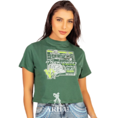 T-Shirts Ox Horns Feminina Cropped Verde Musgo 6429