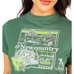 T-Shirts Ox Horns Feminina Cropped Verde Musgo 6429 - comprar online