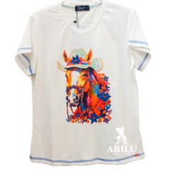 T-Shirt Miss Country Horse Flowers Off 3226