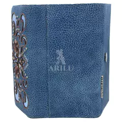 Carteira Goyazes Feminina de Couro Azul - comprar online
