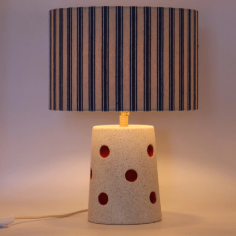 Abajur Peaches G Cúpula Lona Listrada