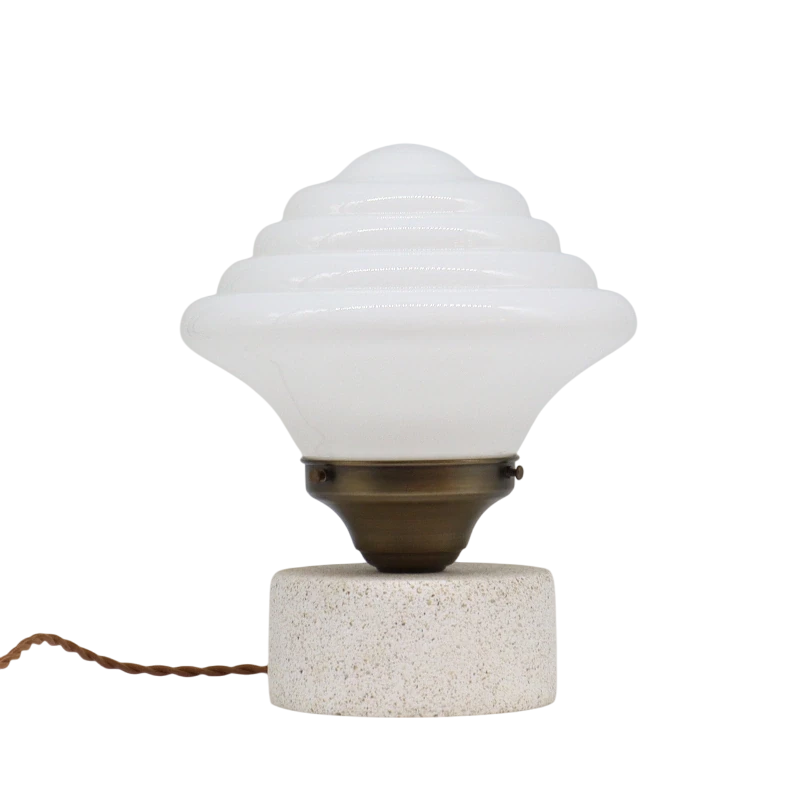 Luminária de Opalina Vintage Ripple Branca