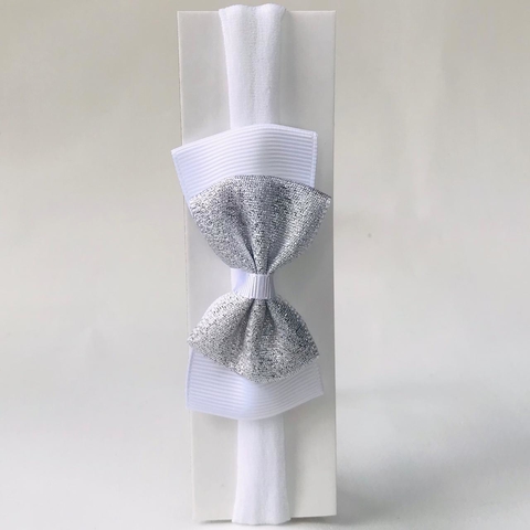 Faixa de bebê RN gravata brilhosa branco - comprar online