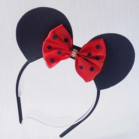 Tiara Minnie preto com bolinha preta