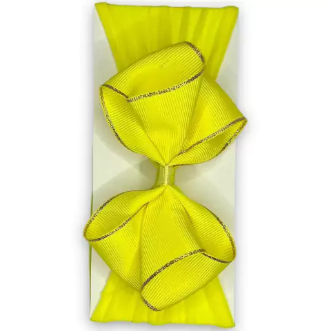 Faixa de bebê dobrado risca dourada amarelo