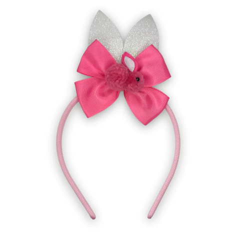 Tiara orelinha coelinho pink c/ branco - comprar online