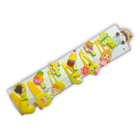 Cartela c/ 12 HairClips amarelo - comprar online