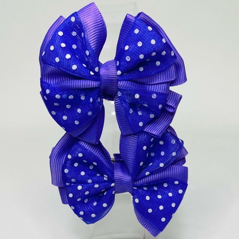 Laço no bico de pato parzinho duplo bolinha lilas