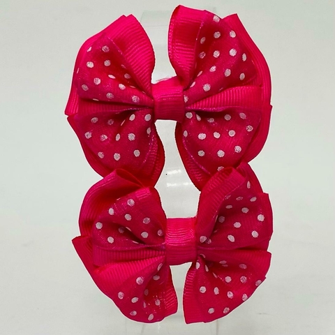 Laço no bico de pato parzinho duplo bolinha pink