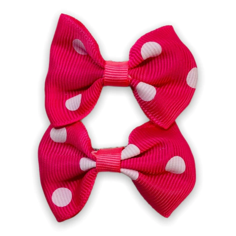 Laço no bico de pato parzinho gravata c/ bolinha rosa médio