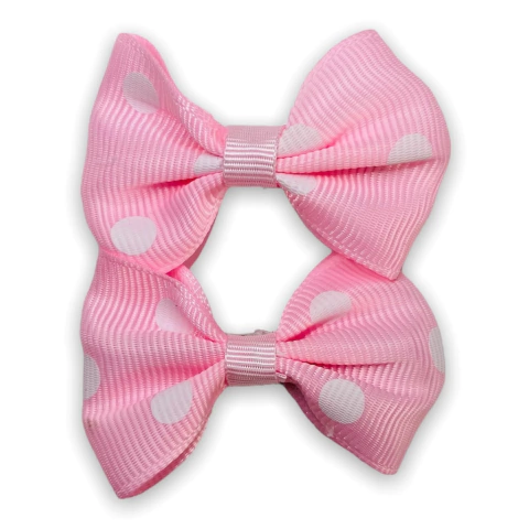 Laço no bico de pato parzinho gravata c/ bolinha rosa bebê