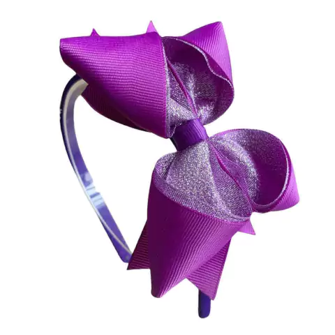 Tiara de laço boutique brilhoso roxo