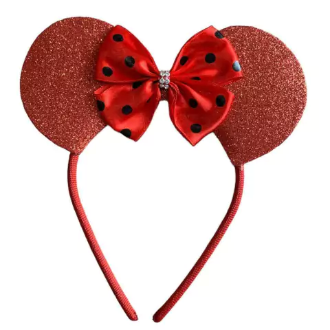 Tiara Minnie vermelho com bolinha preta
