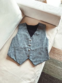 chaleco vintage azul - aborigenes