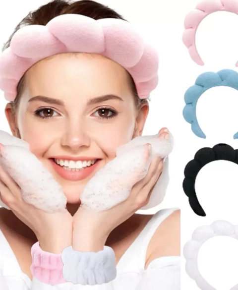 Tiara Nuvem para Cabelo Faixa De Pelúcia Skincare De Maquiagem Vivai