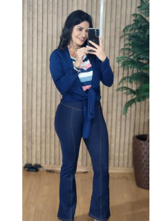 Calça Flare Coton Imitação Jeans