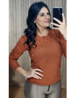 Blusa Paty Brilho manga longa