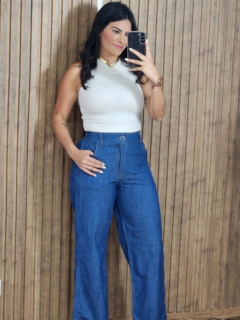 Calça Pantalona Em Jeans Levinho na internet