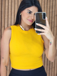 Cropped Canelado Com Elastano Cores