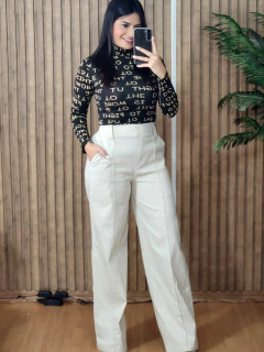 Calça pantalona de Linho Jully