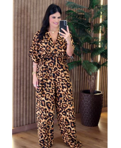 Macacão Pantalona Crepe duna Com Mangas - comprar online