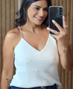 Regata Crepe duna Com Alça de Strass - Tati Perale Modas 