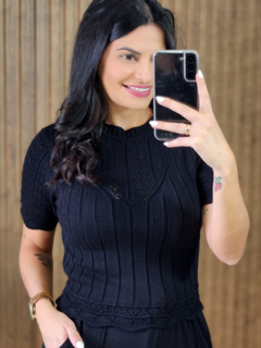 Cropped em tricô Modal Trabalhado - comprar online