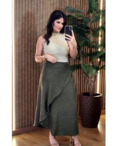 Saia Longa envelope com Forro - Tati Perale Modas 