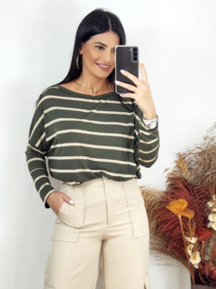 Blusa Listrada Valeria Manga Longa - comprar online