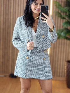 Conjunto Tweed Blazer e Shorts Saia - Tati Perale Modas 