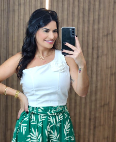 Calça Pantalona Viscolinho Estampadas - Tati Perale Modas 