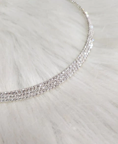 Colar Choker de Strass Prateado e Dourado - loja online