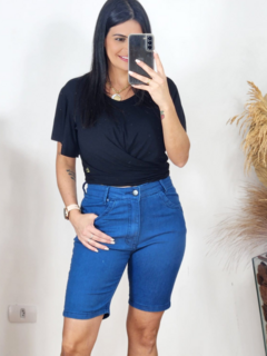 Bermuda Jeans Com Elastano