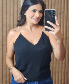 Regata Crepe duna Com Alça de Strass - comprar online