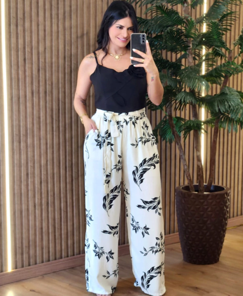 Calça Pantalona Viscolinho Estampadas - comprar online