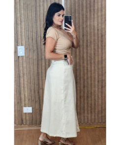 Saia De linho Jade longa - Tati Perale Modas 