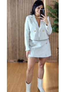Conjunto Tweed Blazer e Shorts Saia