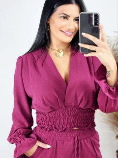 Conjunto Olivia Pantalona Crepe Duna