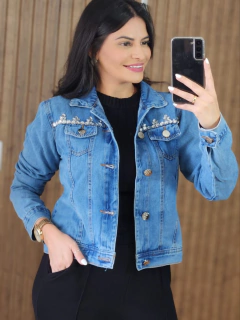 Jaqueta Feminina Jeans Bordada Com Pedrarias - loja online