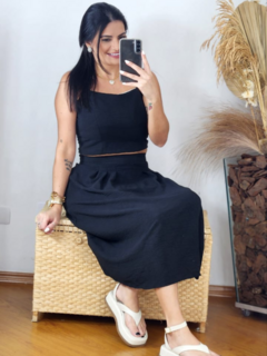 Conjunto Saia e Cropped Crepe Duna - comprar online