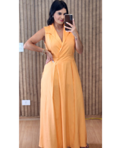 Vestido Longo linho com Gola na internet
