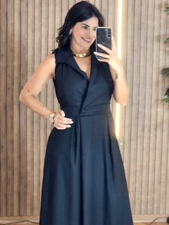 Vestido Longo linho com Gola na internet