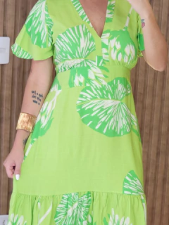 Vestido Longo Folhagens Em Viscolinho - Tati Perale Modas 