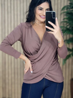 Blusa Transpassada Manga Longa Viscolycra - loja online