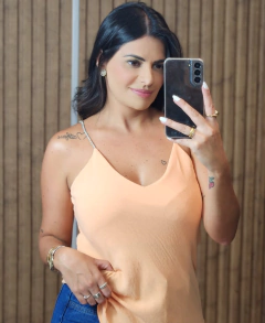 Regata Crepe duna Com Alça de Strass - Tati Perale Modas 