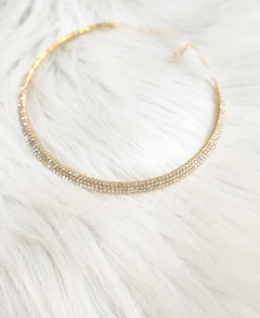 Colar Choker de Strass Prateado e Dourado - comprar online